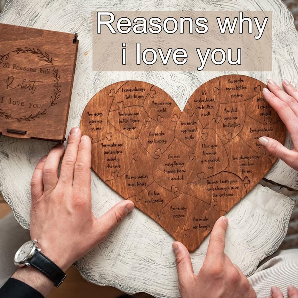 🧩 Personalized Wooden Puzzle | 20 Reasons Why I Love You