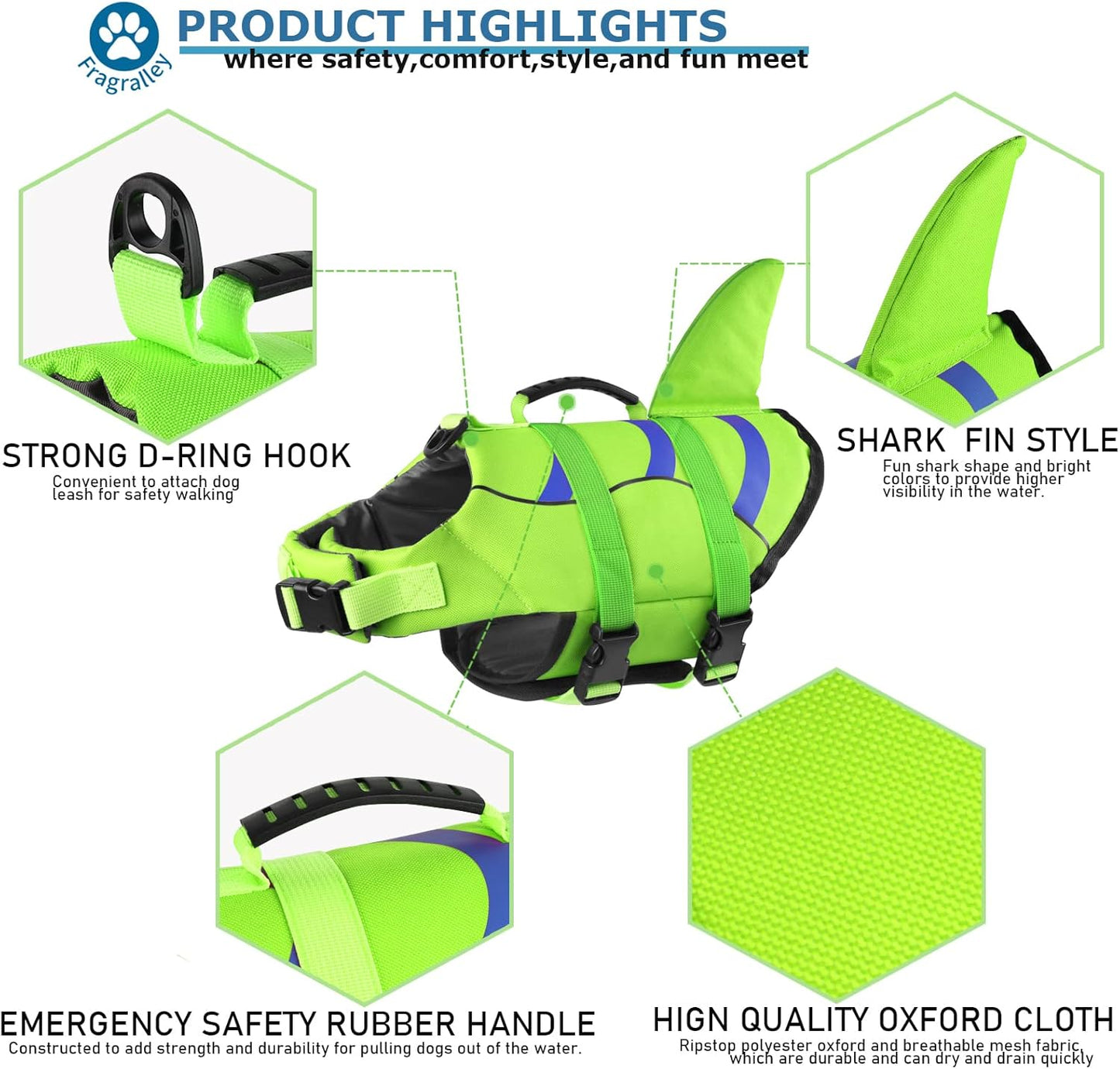🐶 Small Dog Life Jacket | Shark Fin Design for Safe & Stylish Water Play 🌊