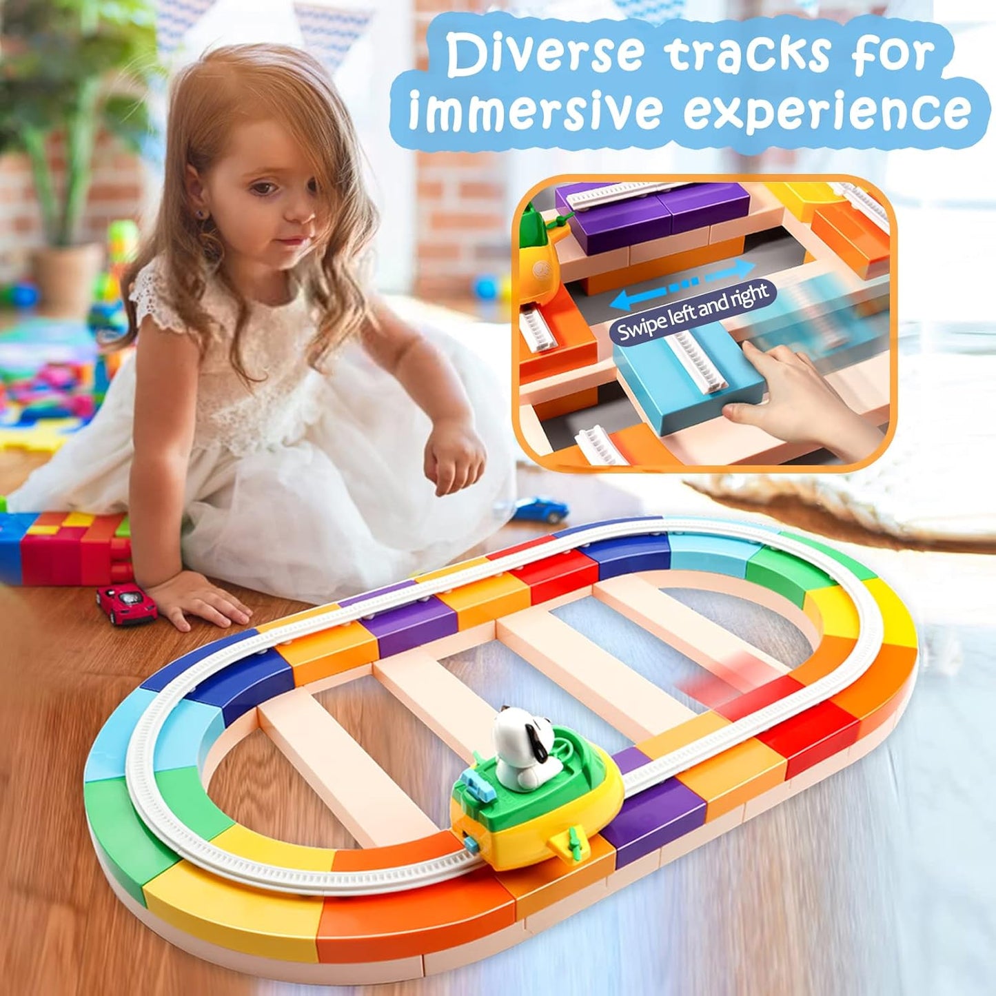 🧱 54-Piece Track Building Block Set | Suction Cup Design + 2-Speed Racing Car