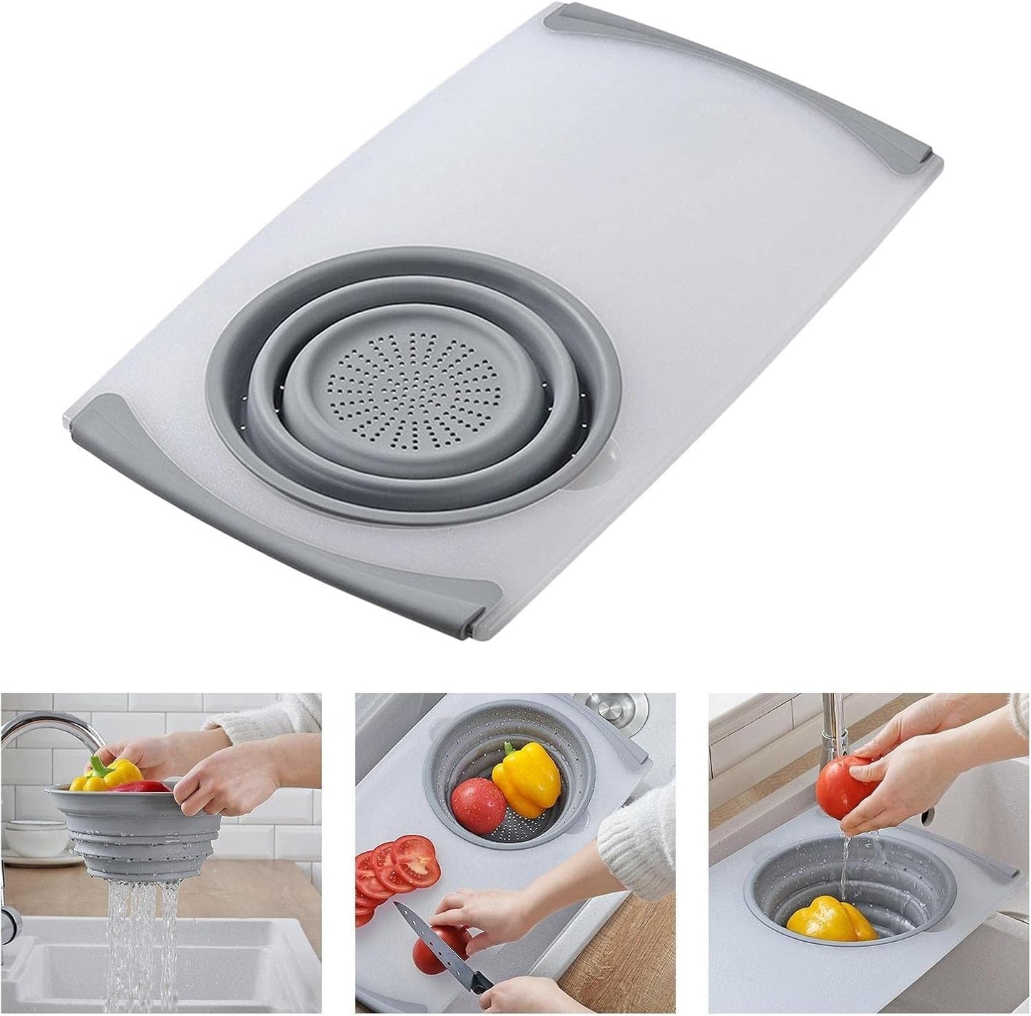 🔪 Sink Cutting Board with Built-in Colander | Space-Saving 2-in-1 Kitchen Essential