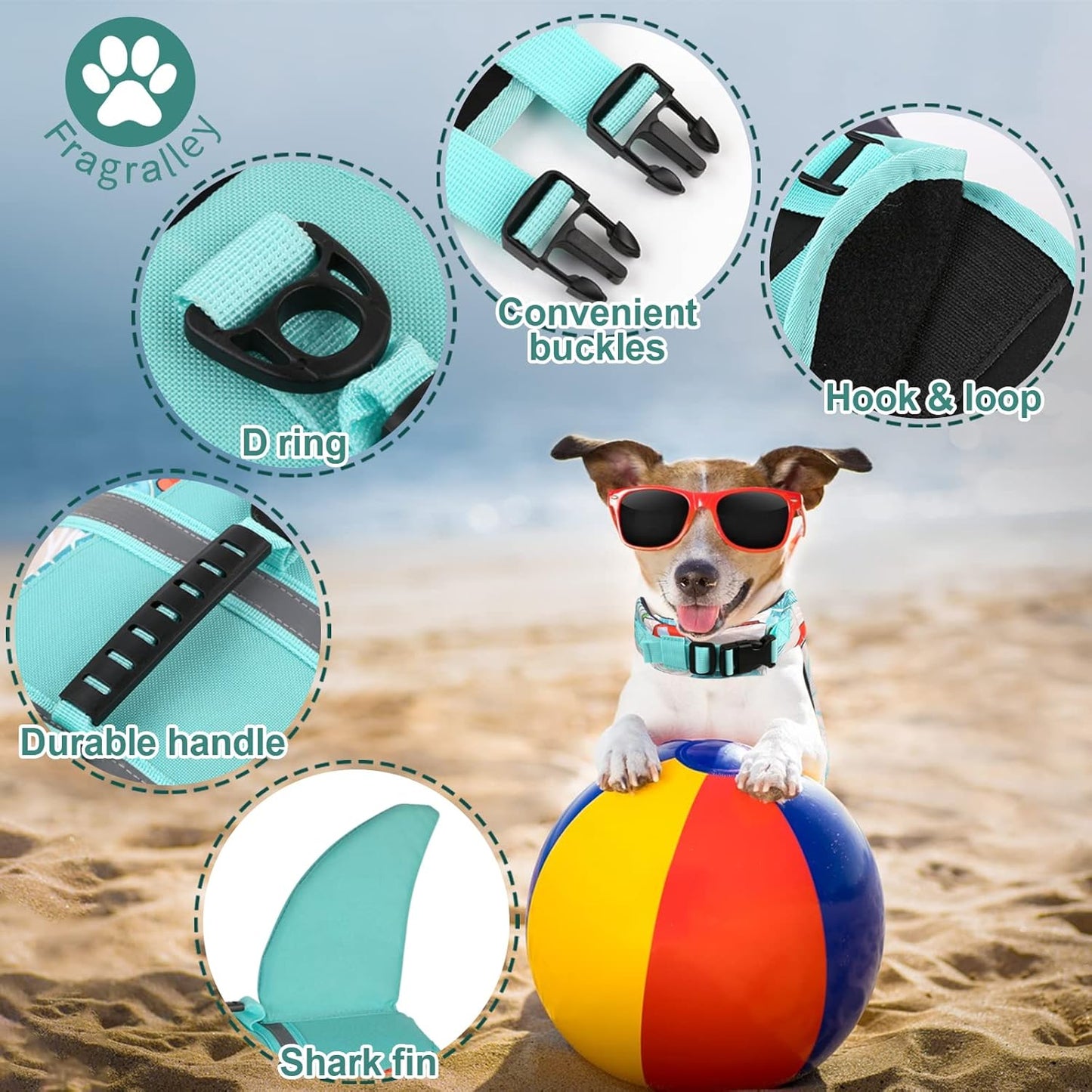 🐶 Small Dog Life Jacket | Shark Fin Design for Safe & Stylish Water Play 🌊