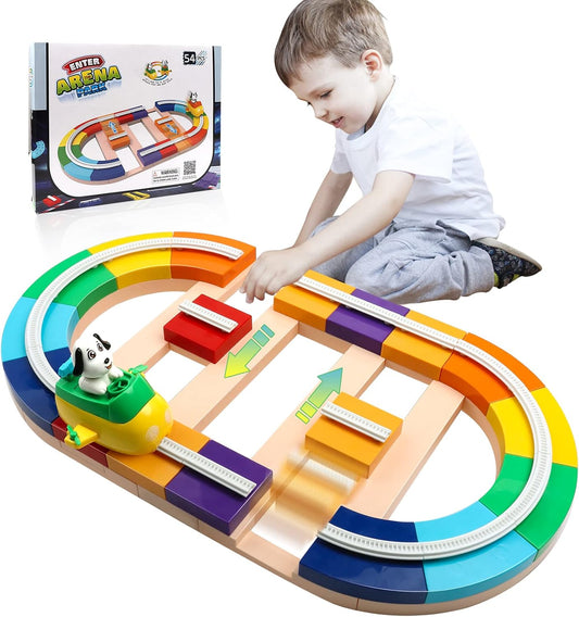 🧱 54-Piece Track Building Block Set | Suction Cup Design + 2-Speed Racing Car