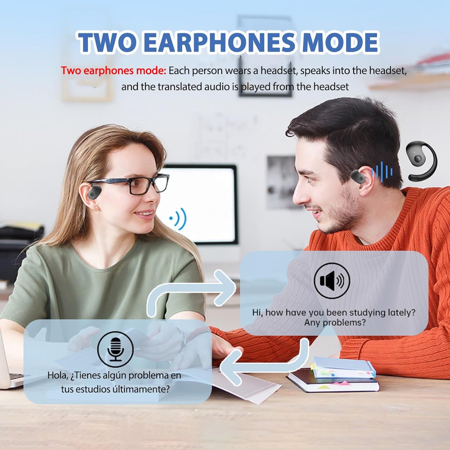 🎧 AI Language Translator Earbuds | Open-Ear Fit, Real-Time Voice Translation, Ultra-Lightweight