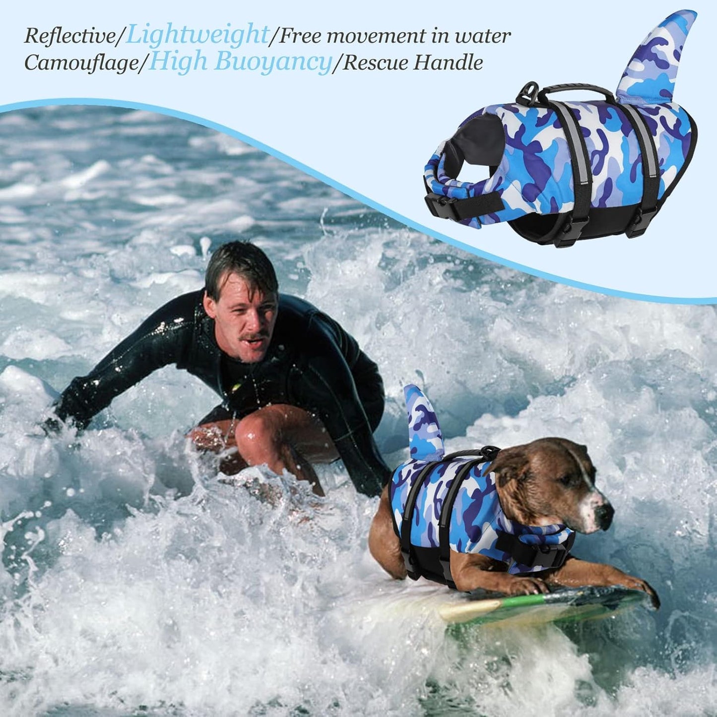 🐶 Small Dog Life Jacket | Shark Fin Design for Safe & Stylish Water Play 🌊