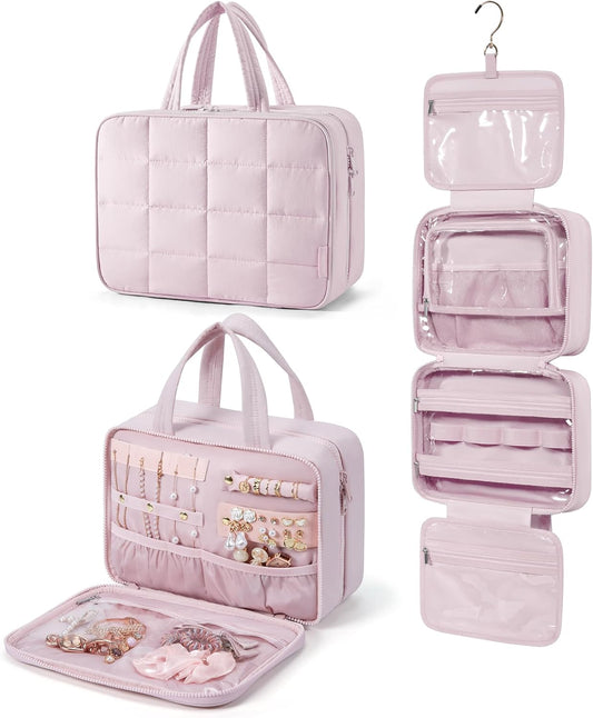 🏆 Travel Toiletry Bag with Jewelry Organizer | Puffy, Spacious & Stylish