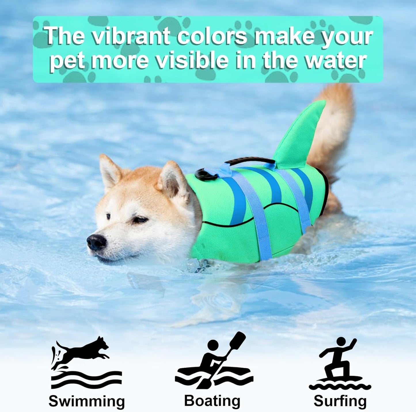 🐶 Small Dog Life Jacket | Shark Fin Design for Safe & Stylish Water Play 🌊
