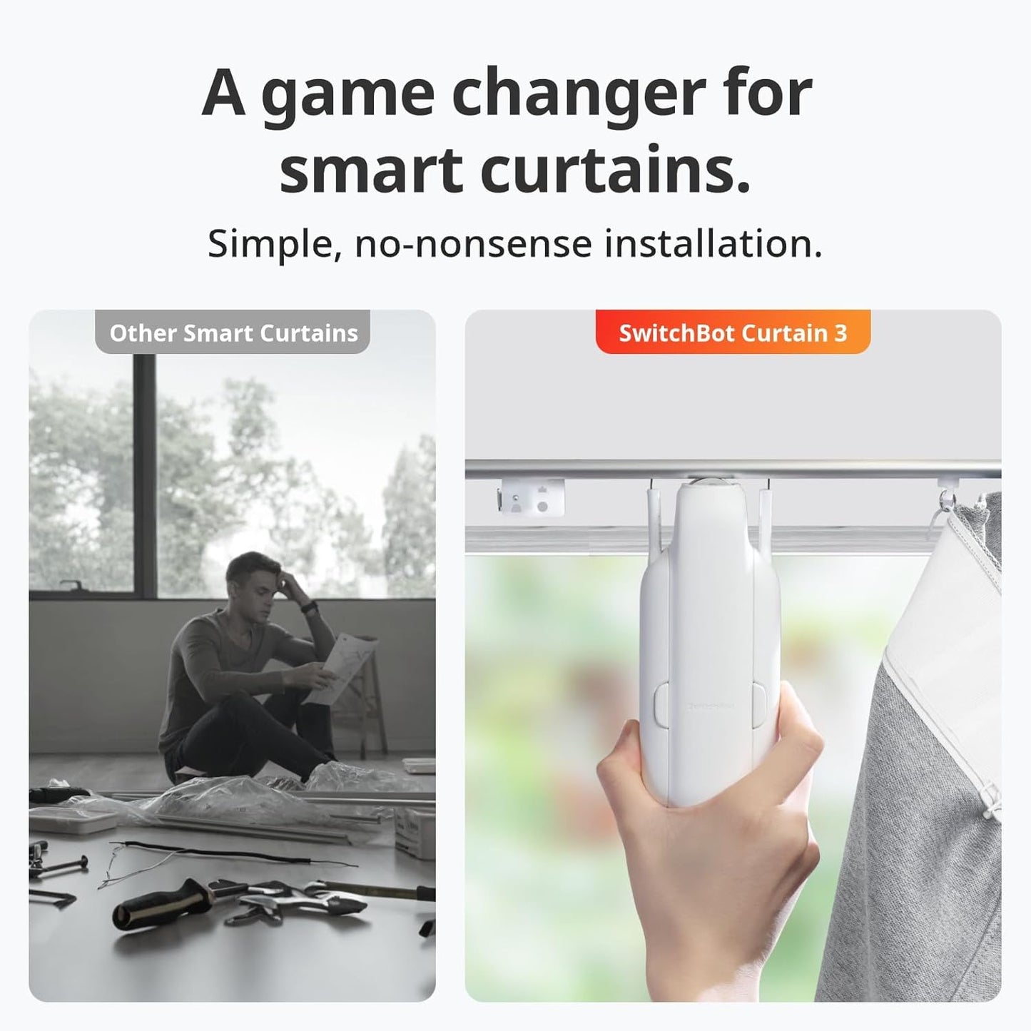SwitchBot Curtain 3 (U Rail) | Smart, Silent, and Effortless Curtain Control
