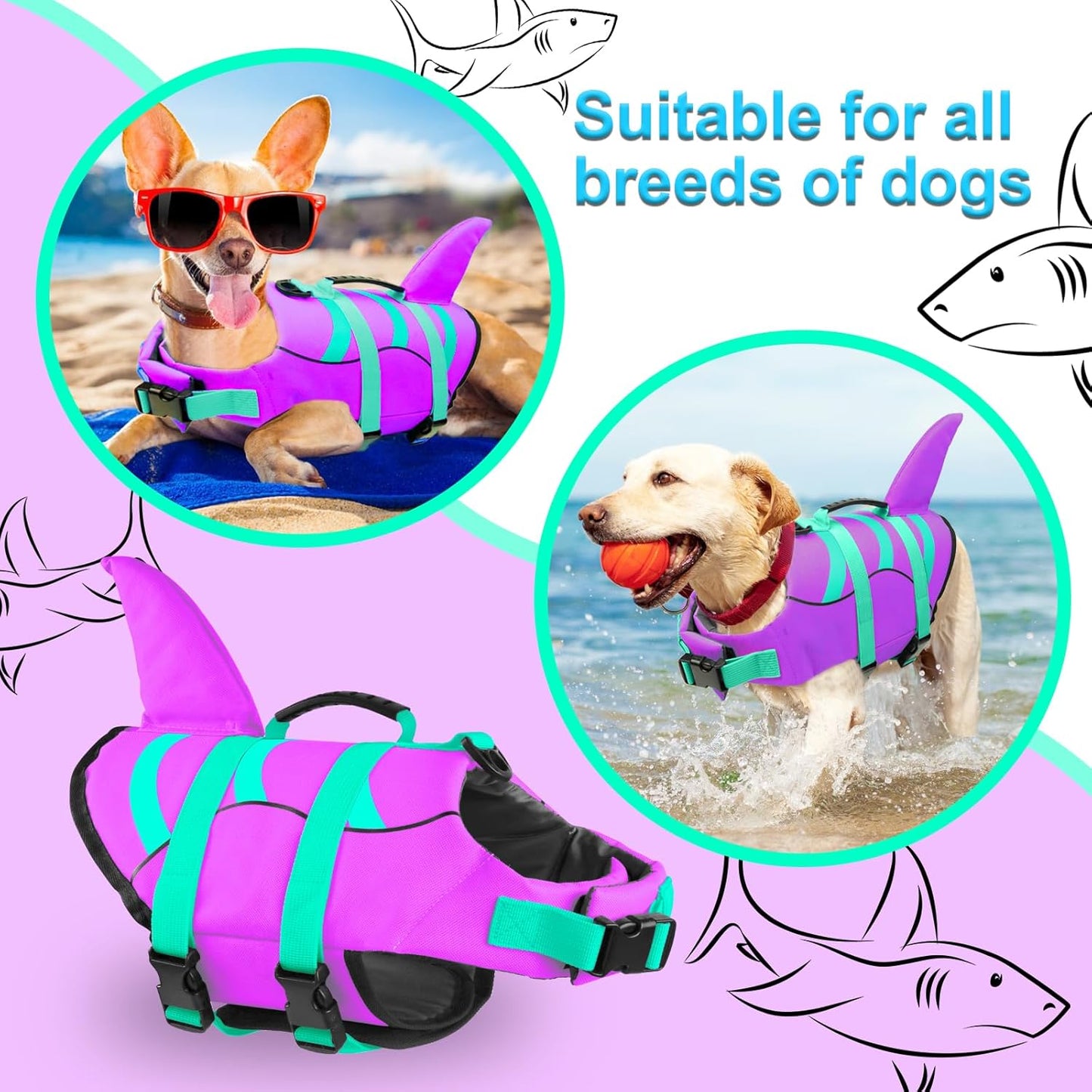 🐶 Small Dog Life Jacket | Shark Fin Design for Safe & Stylish Water Play 🌊