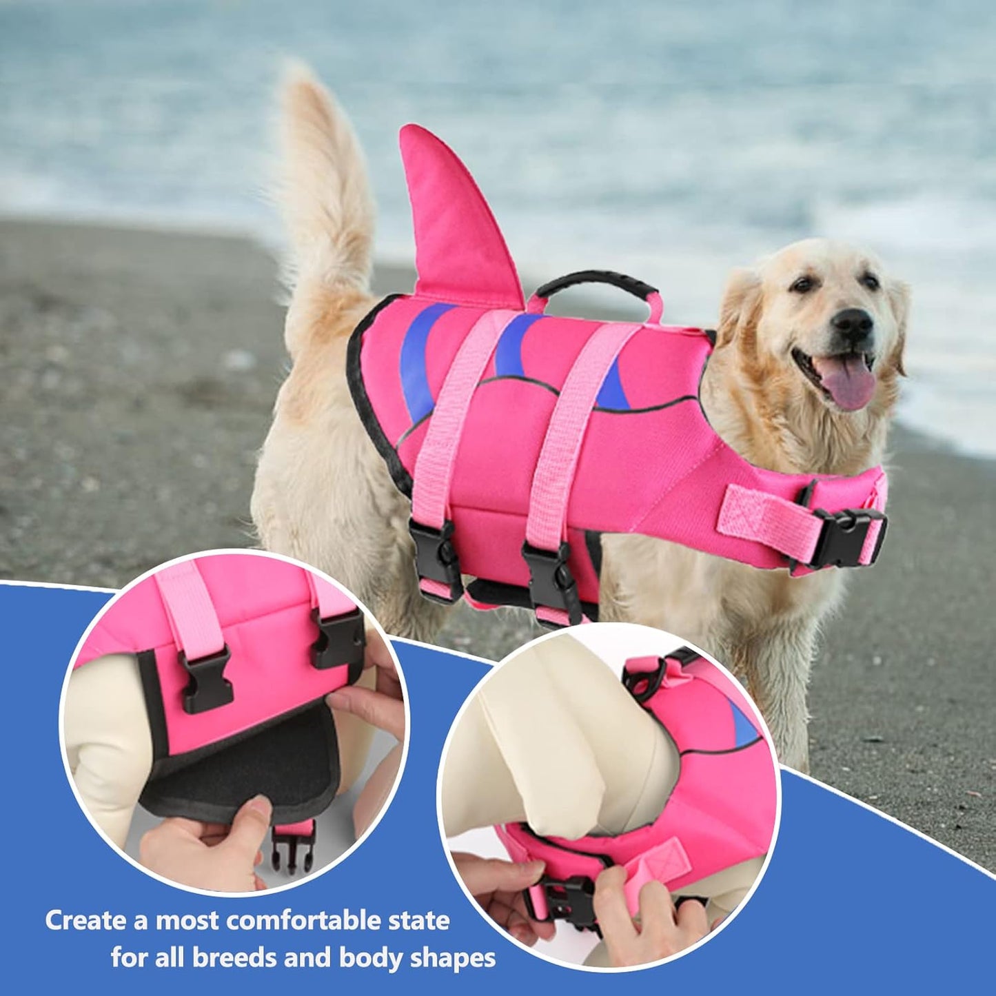 🐶 Small Dog Life Jacket | Shark Fin Design for Safe & Stylish Water Play 🌊
