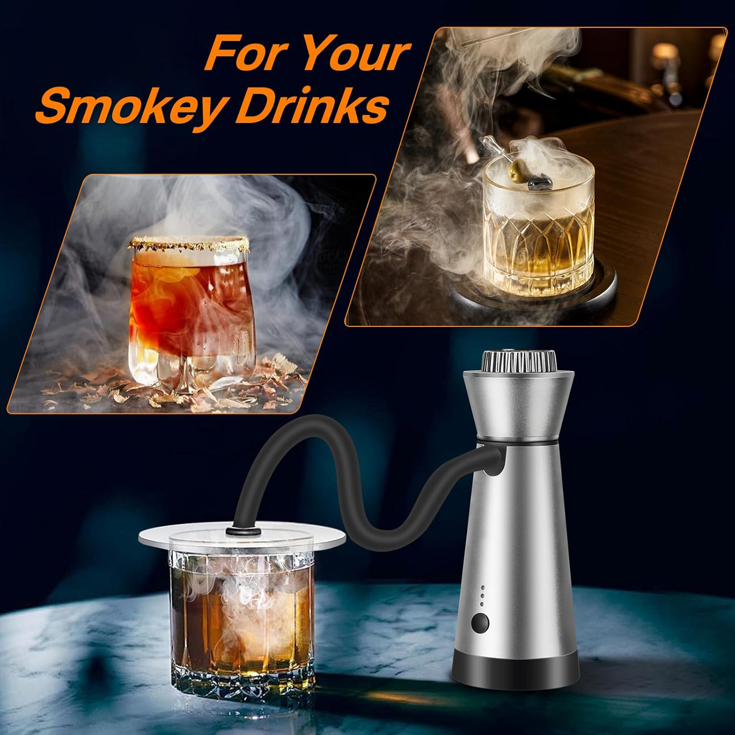 📚 Cocktail Smoker Kit | Portable Smoking Gun with 4 Flavors Wood Chips & Cup Lid