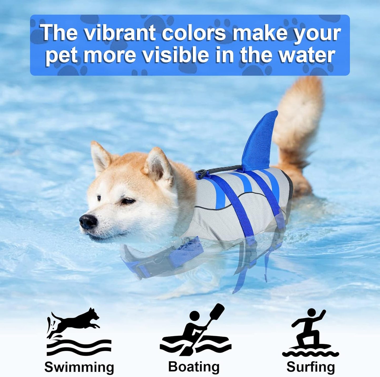 🐶 Small Dog Life Jacket | Shark Fin Design for Safe & Stylish Water Play 🌊