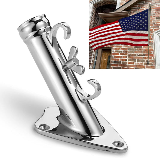 π‘ Stainless Steel Flag Pole Holder | Dual Angle Mount Β· 316 Marine Grade Β· Heavy Duty πͺ