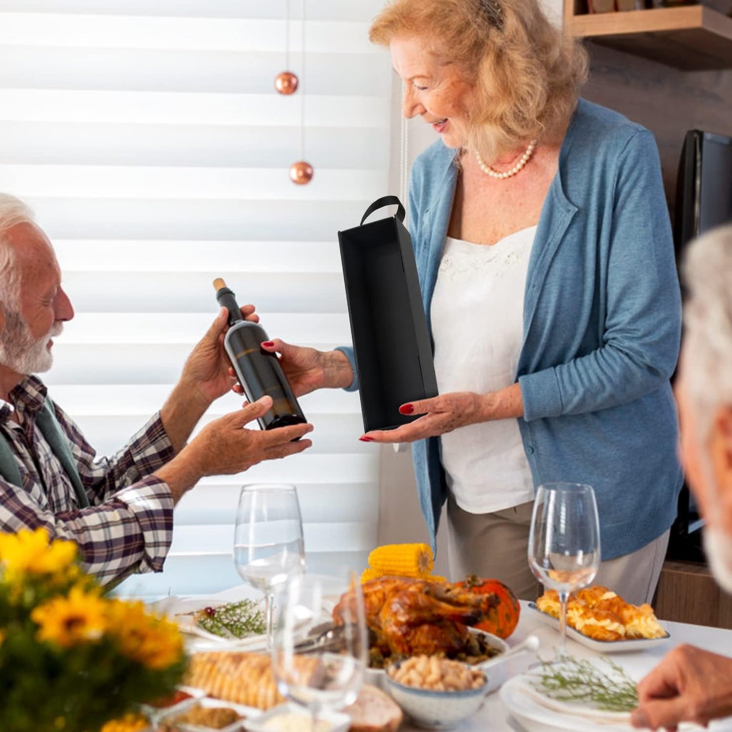 🍷 Magnetic Wine Gift Box | Foldable Black Bottle Box with Handle for Wine & Spirits