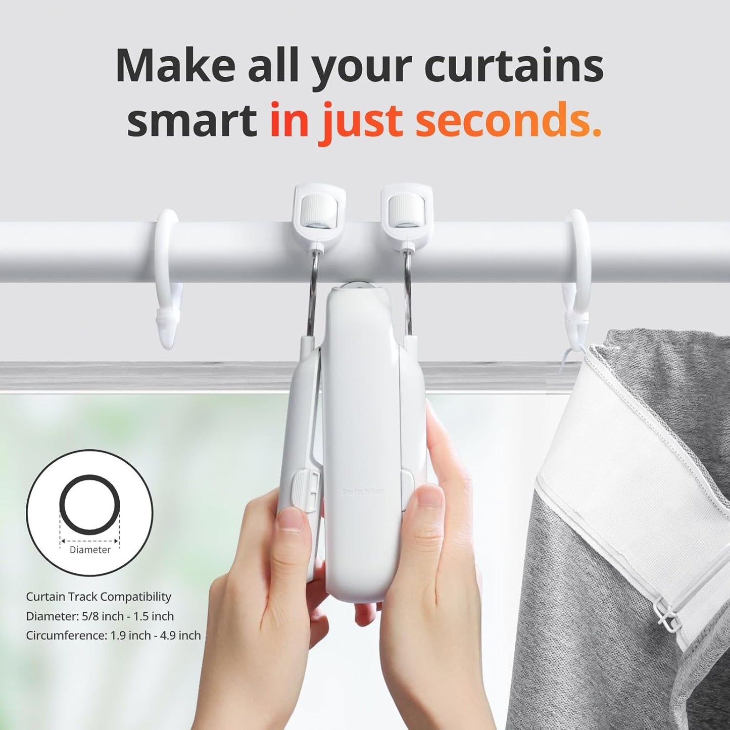 SwitchBot Curtain 3 (U Rail) | Smart, Silent, and Effortless Curtain Control