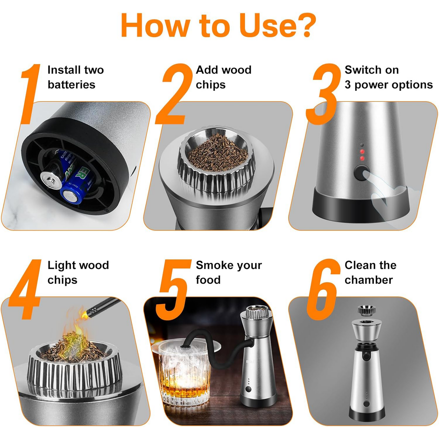 📚 Cocktail Smoker Kit | Portable Smoking Gun with 4 Flavors Wood Chips & Cup Lid