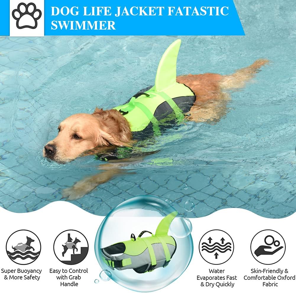 🐶 Small Dog Life Jacket | Shark Fin Design for Safe & Stylish Water Play 🌊
