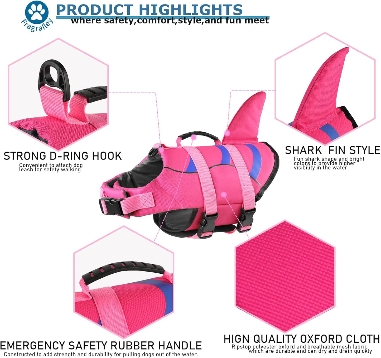 🐶 Small Dog Life Jacket | Shark Fin Design for Safe & Stylish Water Play 🌊