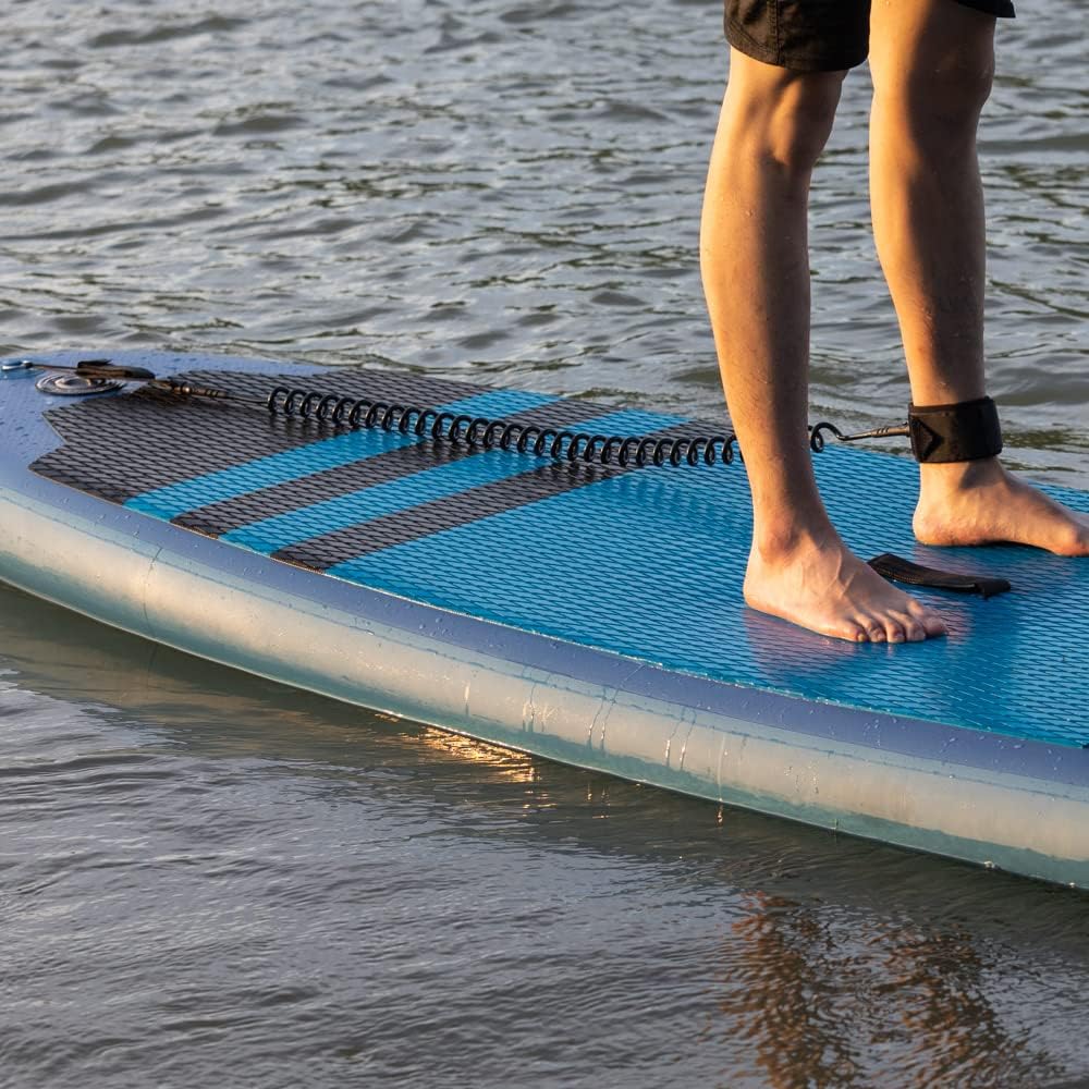 🌊 10 ft 7 mm SUP Paddle Board Leash | Coiled with Anti-Slip Cuff &amp; Flexible Swivel Connector