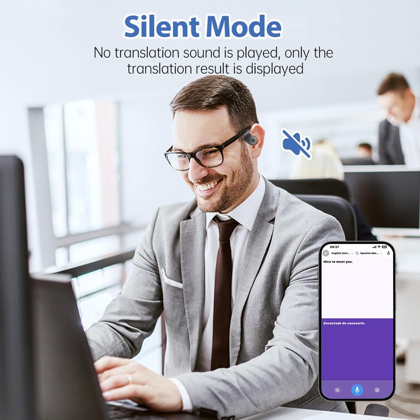 🎧 AI Language Translator Earbuds | Open-Ear Fit, Real-Time Voice Translation, Ultra-Lightweight