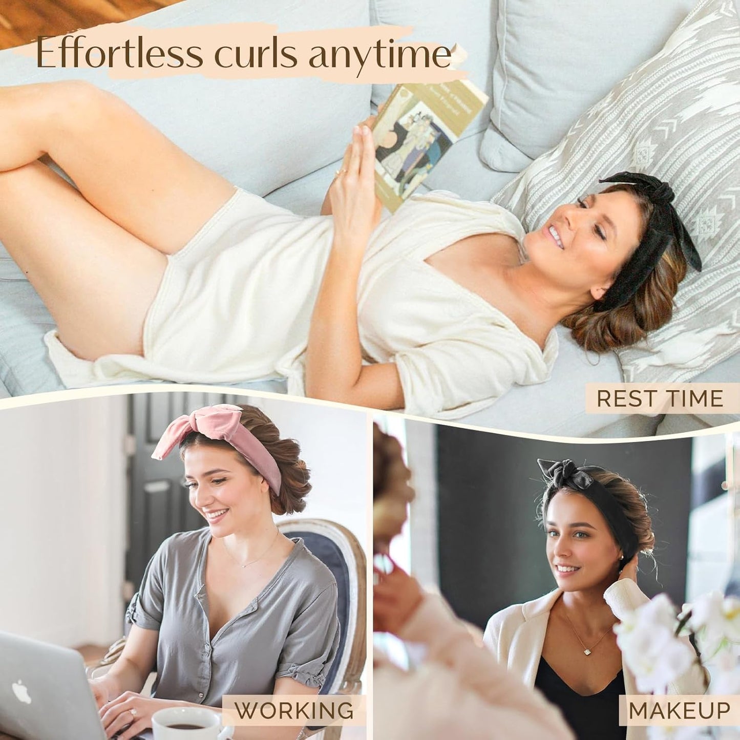 🎀 Heatless Curling Ribbon | Soft Overnight Curler for Effortless Waves