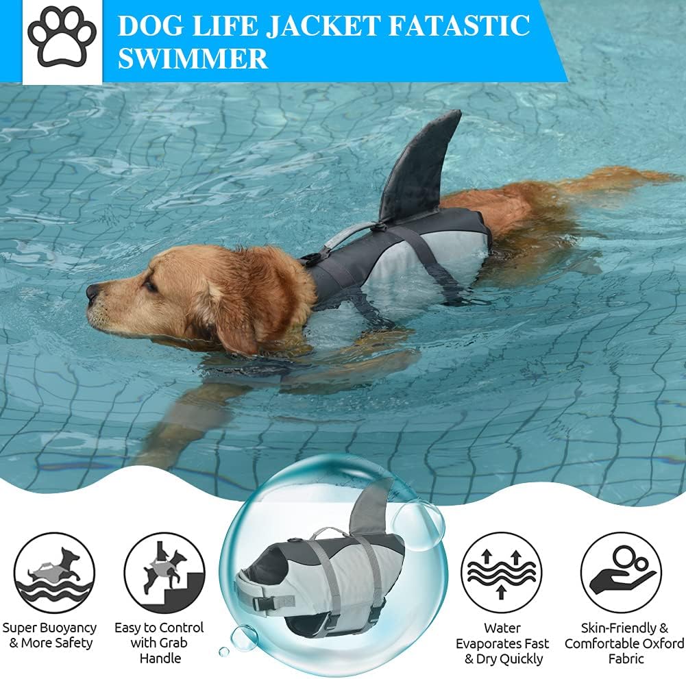 🐶 Small Dog Life Jacket | Shark Fin Design for Safe & Stylish Water Play 🌊