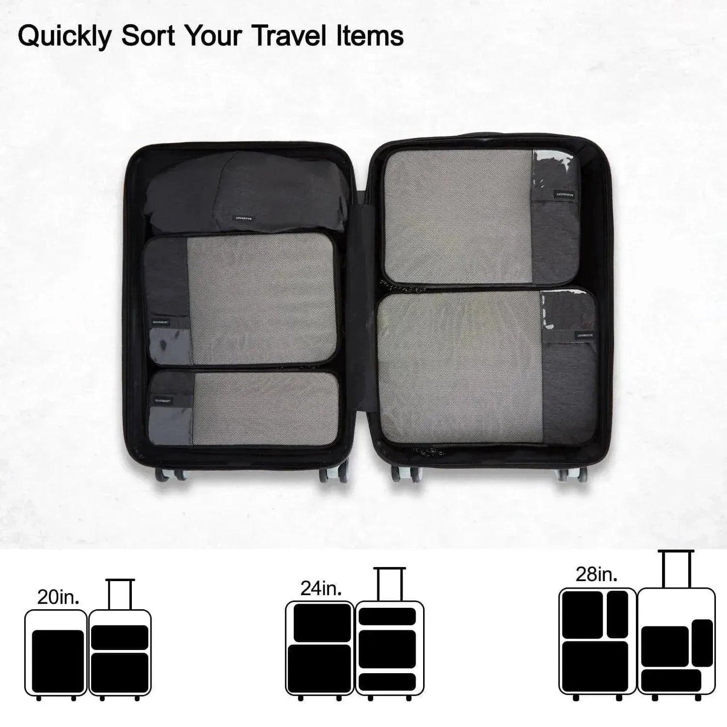🛫 Travel Compression Packing Cubes Set | Lightweight Organizers with Expandable Design &amp; Clear Pockets