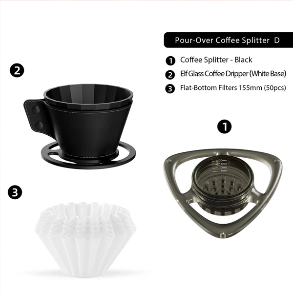 Pour Over Coffee Splitter with Flow Control for Barista Brewing
