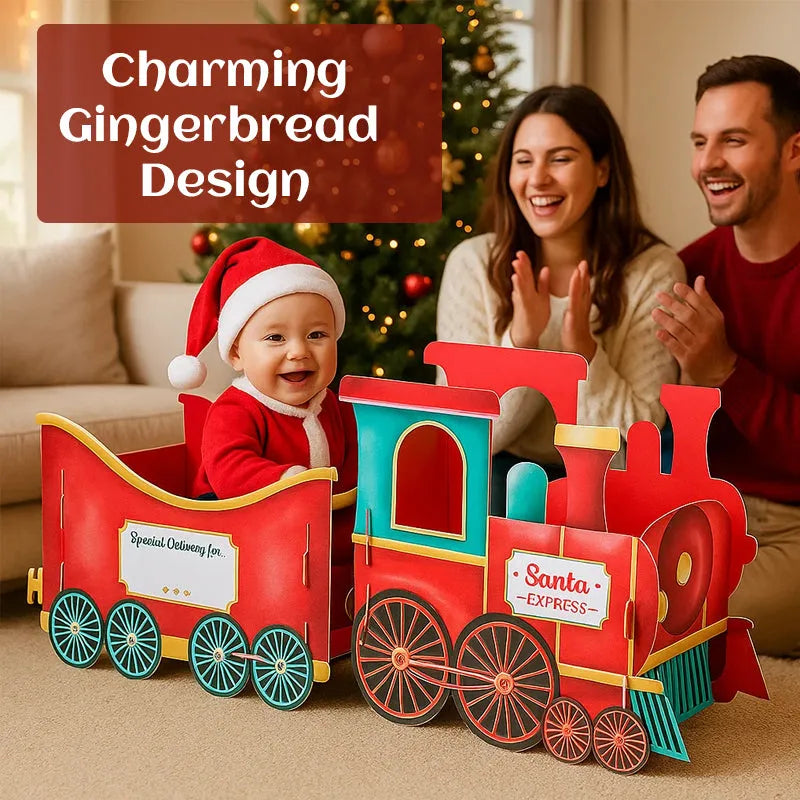 Christmas Train Decoration – Gingerbread Style Gift Holder for Magical Holiday Mornings