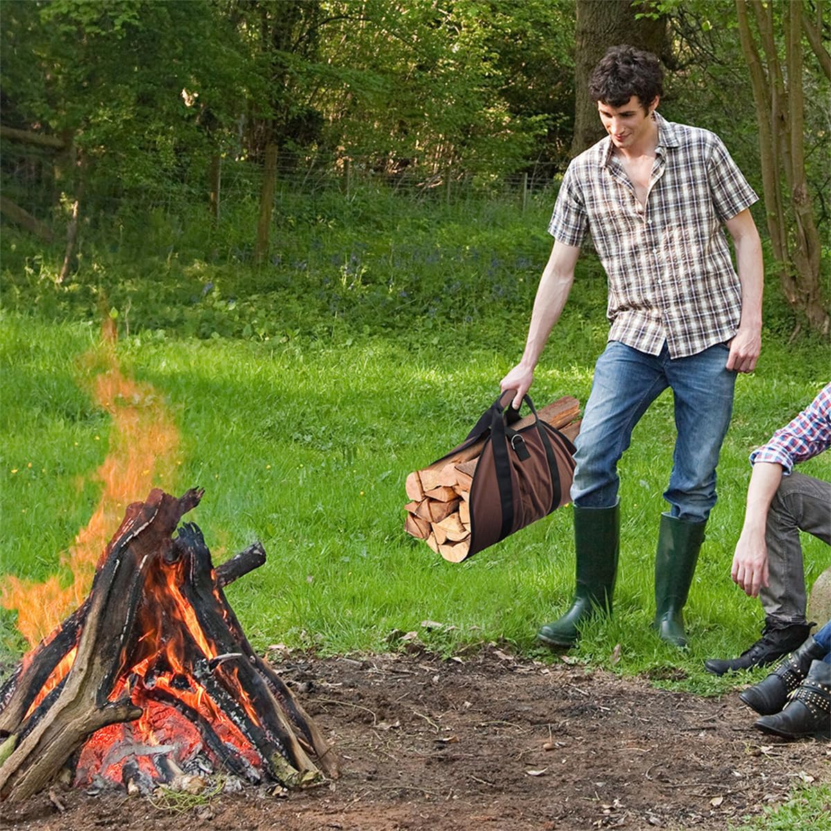 🌲 Firewood Canvas Carrier | Heavy-Duty &amp; Water-Resistant for Camping