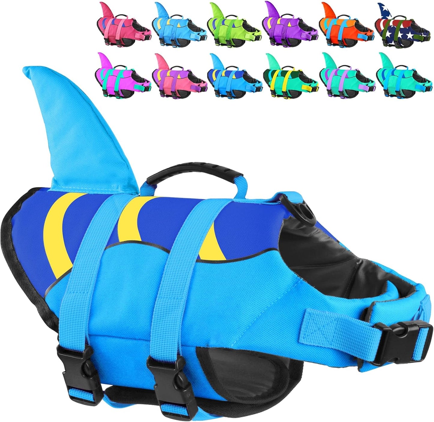 🐶 Small Dog Life Jacket | Shark Fin Design for Safe & Stylish Water Play 🌊