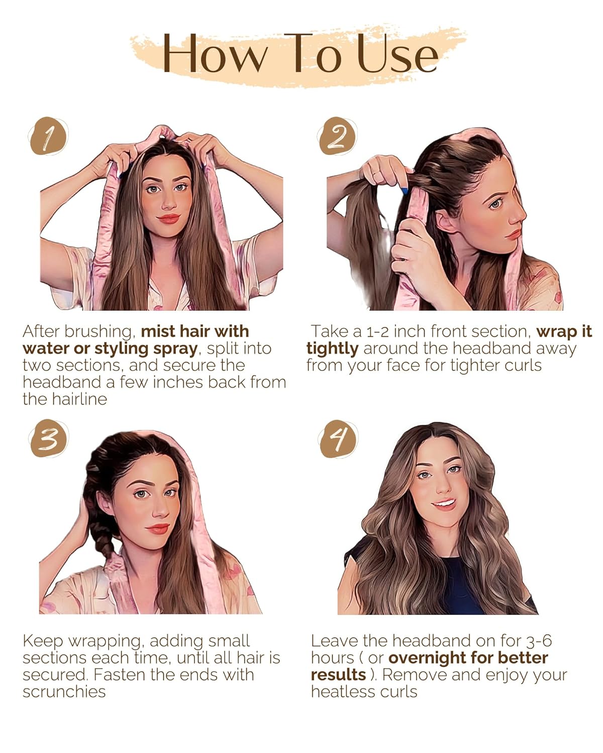 🎀 Heatless Curling Ribbon | Soft Overnight Curler for Effortless Waves