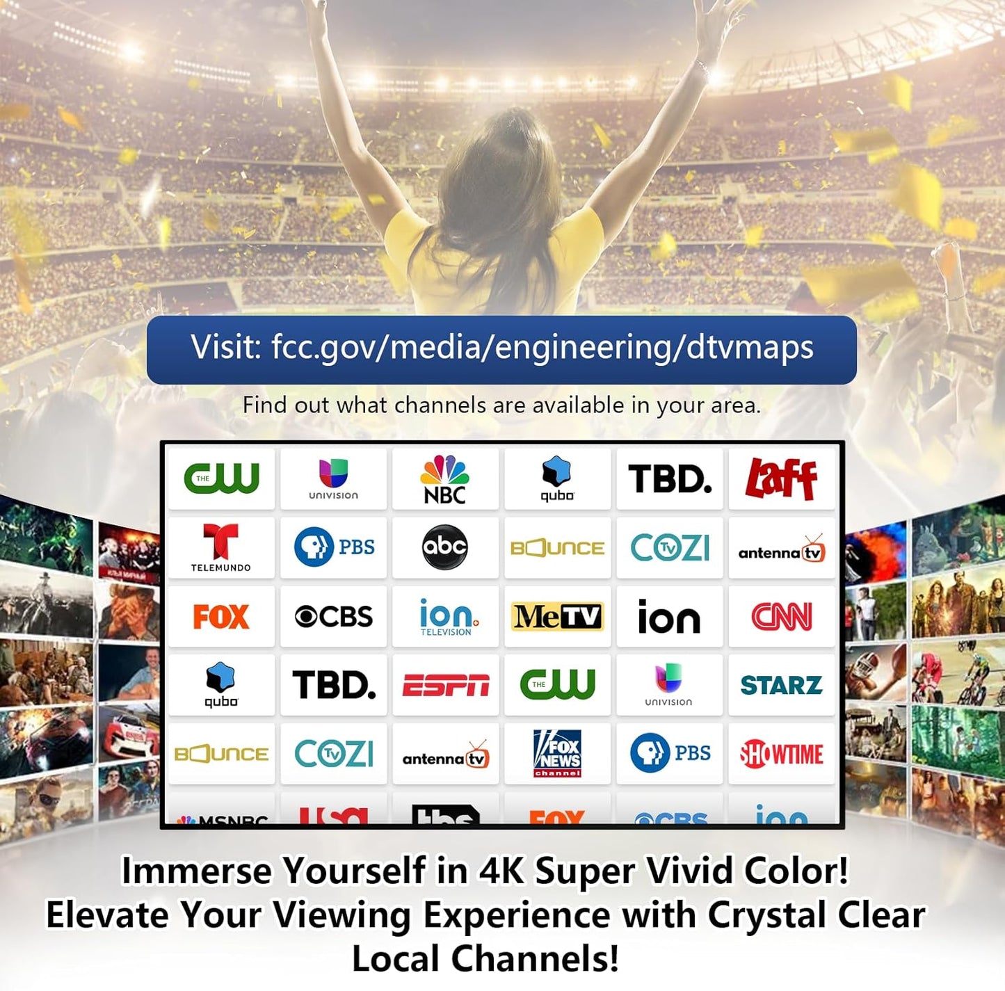 2025 Indoor Digital TV Antenna – 360° Long Range HDTV with 3M Base (7.0 in)