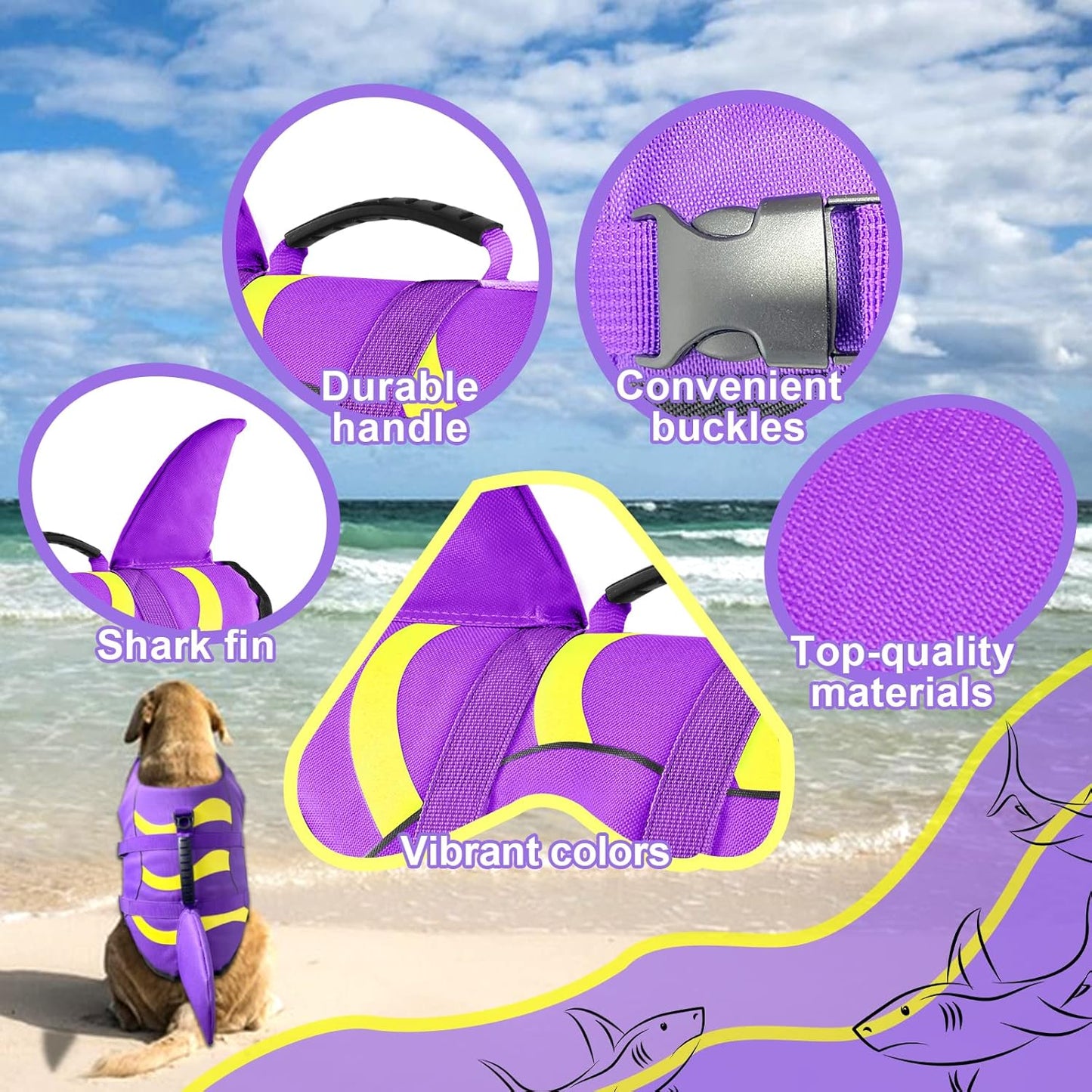 🐶 Small Dog Life Jacket | Shark Fin Design for Safe & Stylish Water Play 🌊