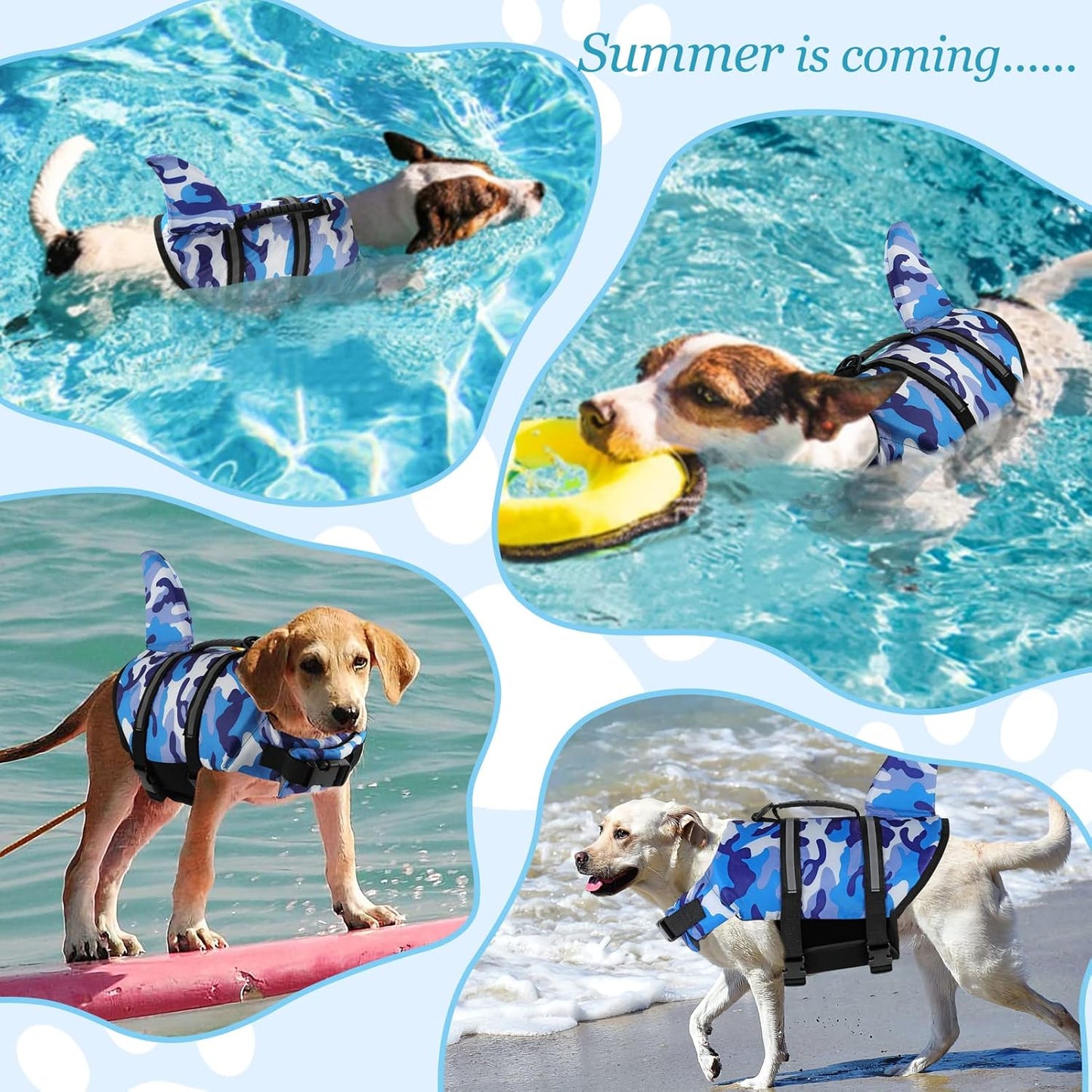 🐶 Small Dog Life Jacket | Shark Fin Design for Safe & Stylish Water Play 🌊