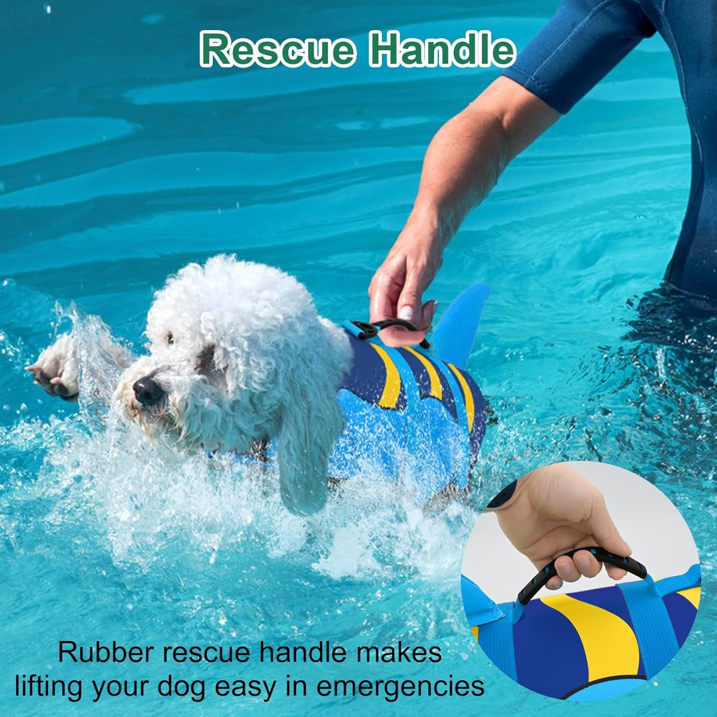 🐶 Small Dog Life Jacket | Shark Fin Design for Safe & Stylish Water Play 🌊