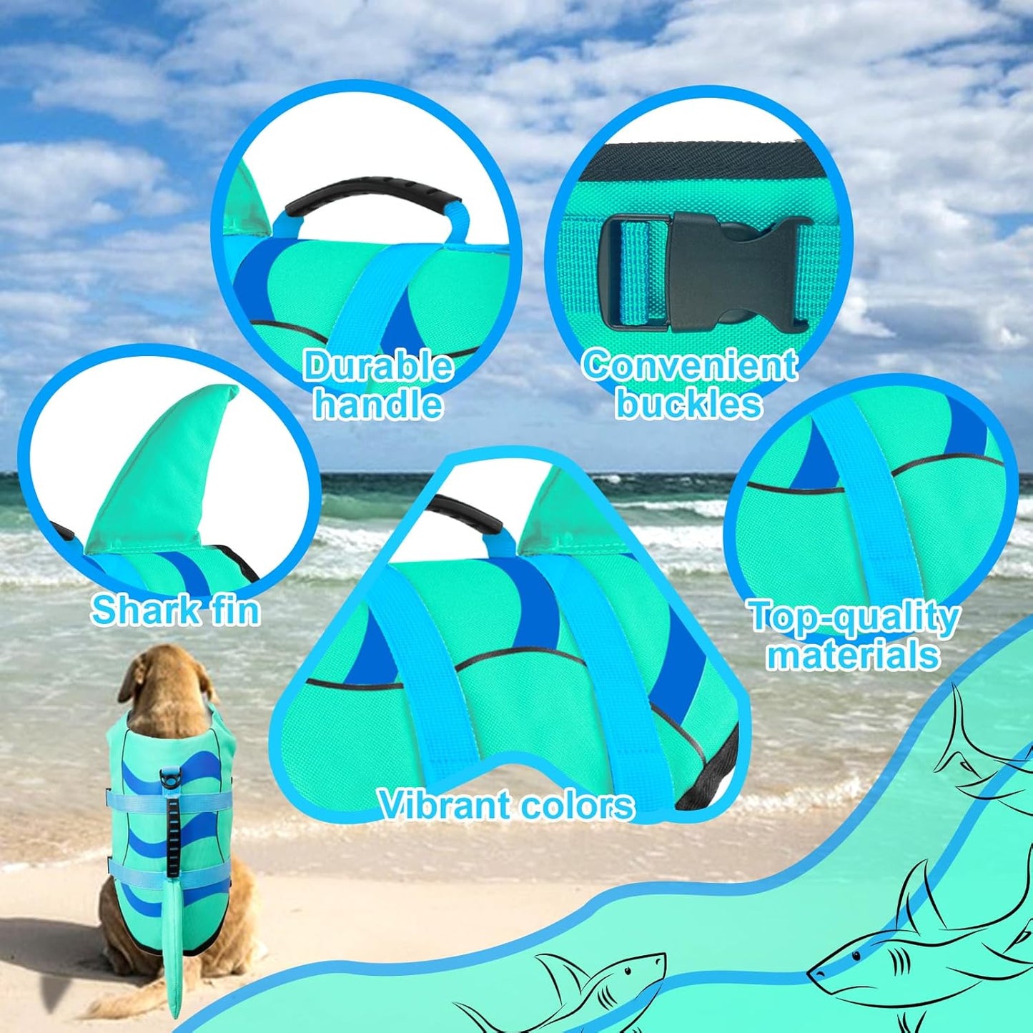 🐶 Small Dog Life Jacket | Shark Fin Design for Safe & Stylish Water Play 🌊