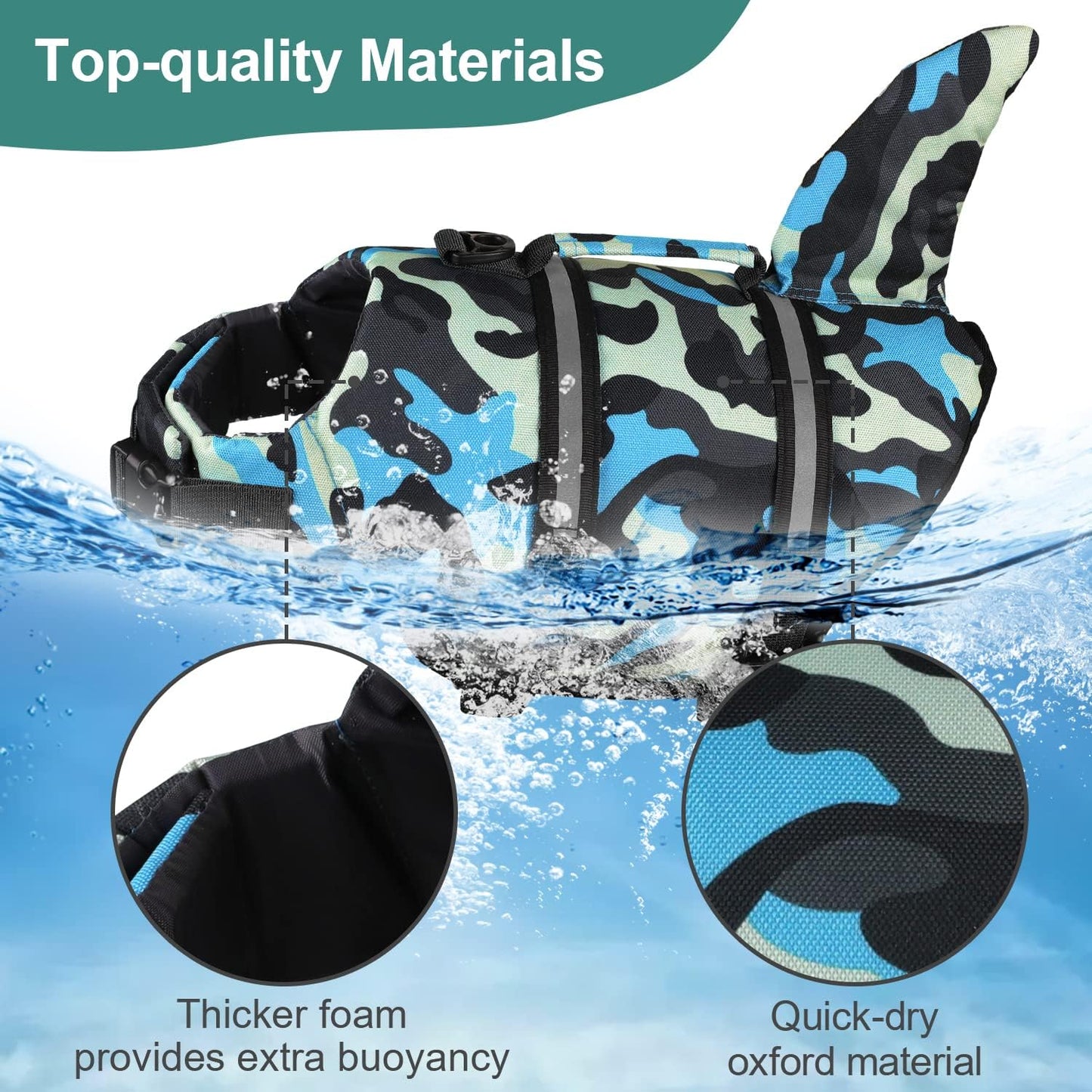 🐶 Small Dog Life Jacket | Shark Fin Design for Safe & Stylish Water Play 🌊