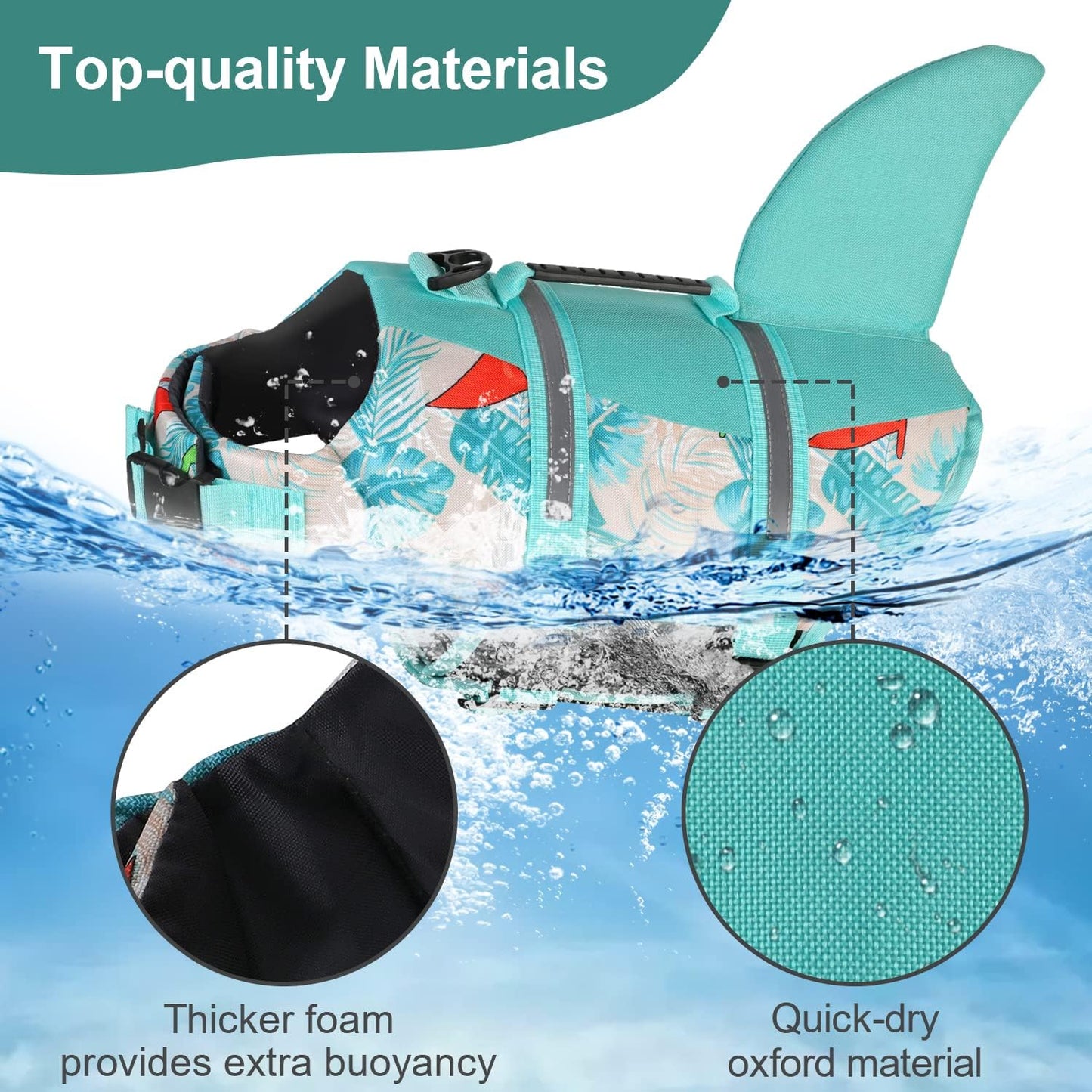 🐶 Small Dog Life Jacket | Shark Fin Design for Safe & Stylish Water Play 🌊