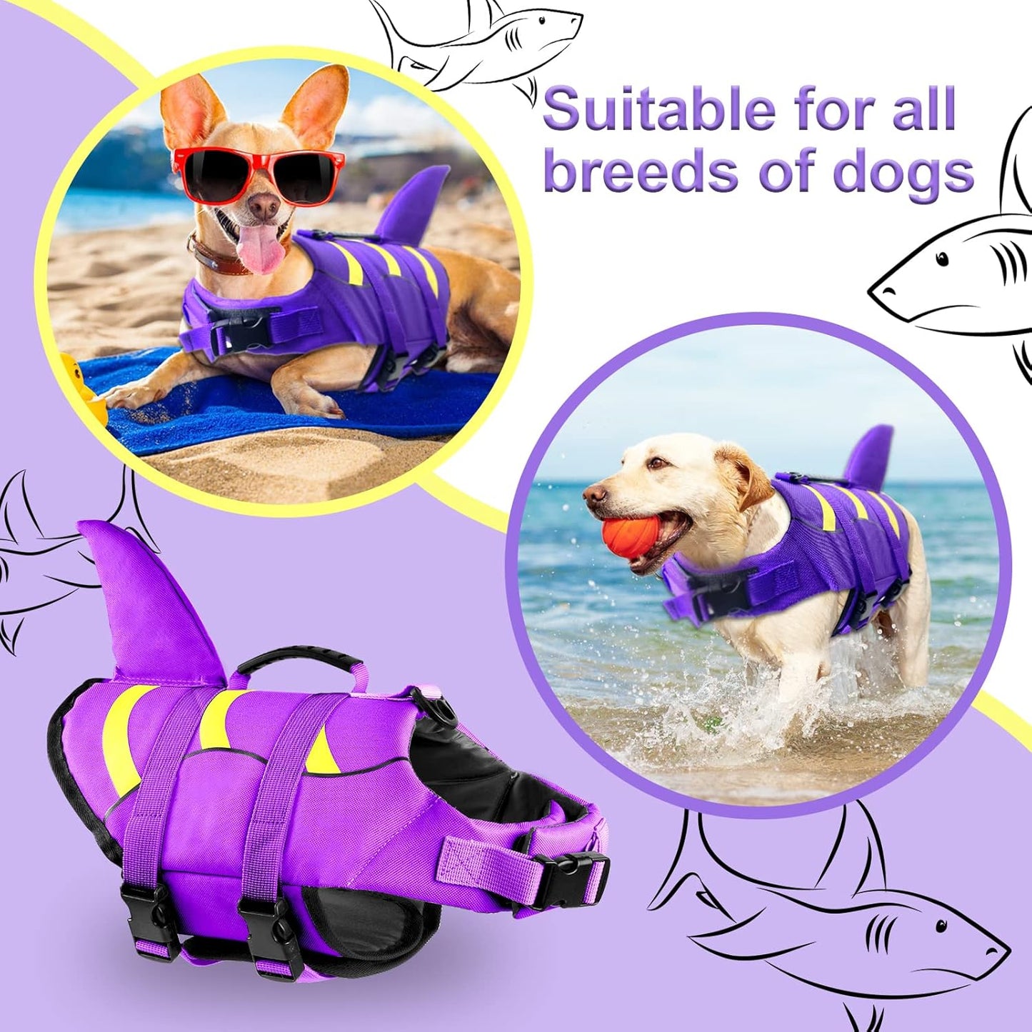 🐶 Small Dog Life Jacket | Shark Fin Design for Safe & Stylish Water Play 🌊