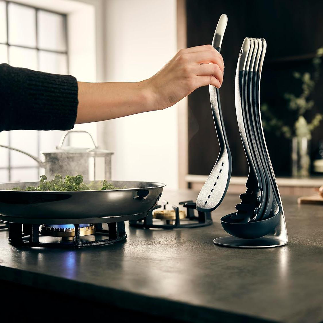 🍝 Compact Stacking Kitchen Tool Set | Space-Saving Magnetic Design