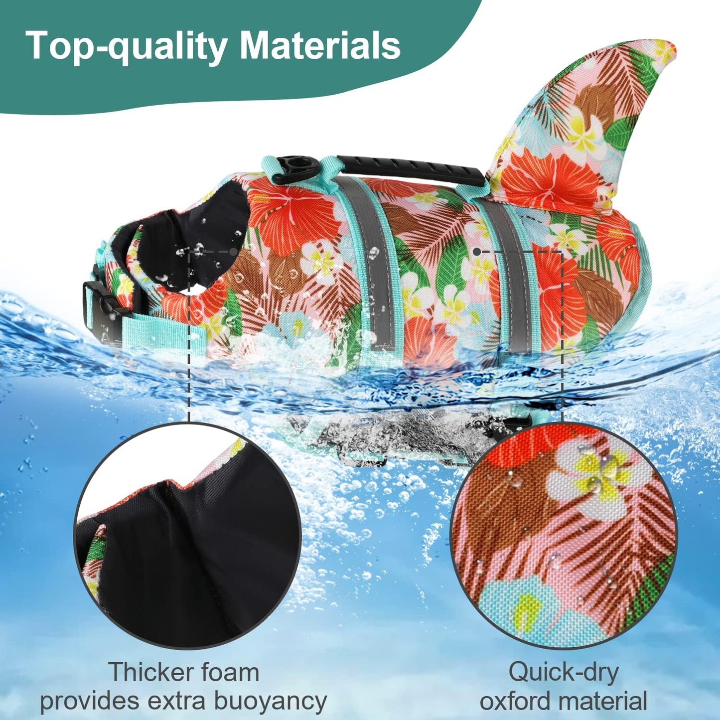 🐶 Small Dog Life Jacket | Shark Fin Design for Safe & Stylish Water Play 🌊