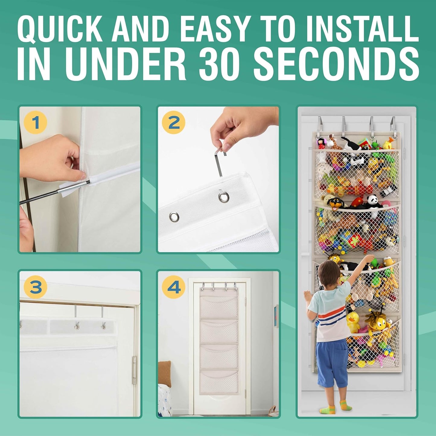 🧸 Plush Toy Storage Bag | Over-the-Door Hanging Organizer