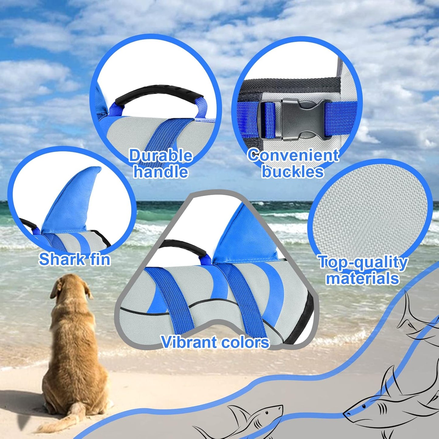 🐶 Small Dog Life Jacket | Shark Fin Design for Safe & Stylish Water Play 🌊