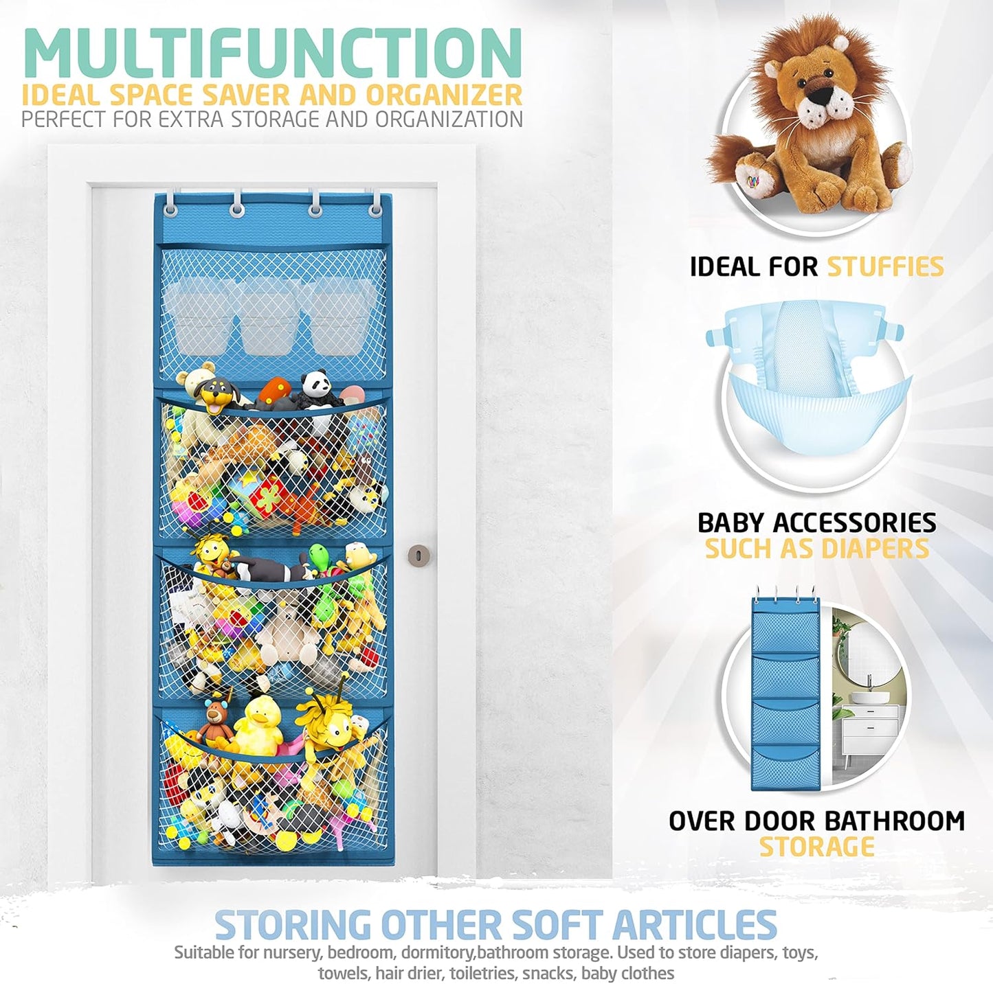 🧸 Plush Toy Storage Bag | Over-the-Door Hanging Organizer