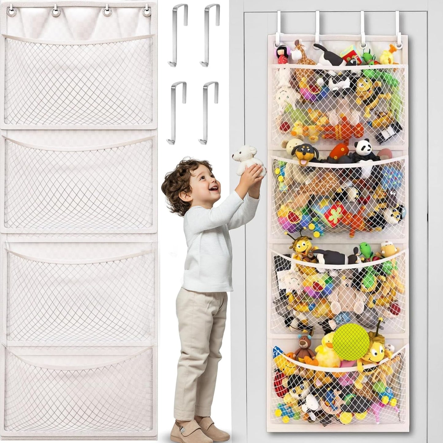 🧸 Plush Toy Storage Bag | Over-the-Door Hanging Organizer