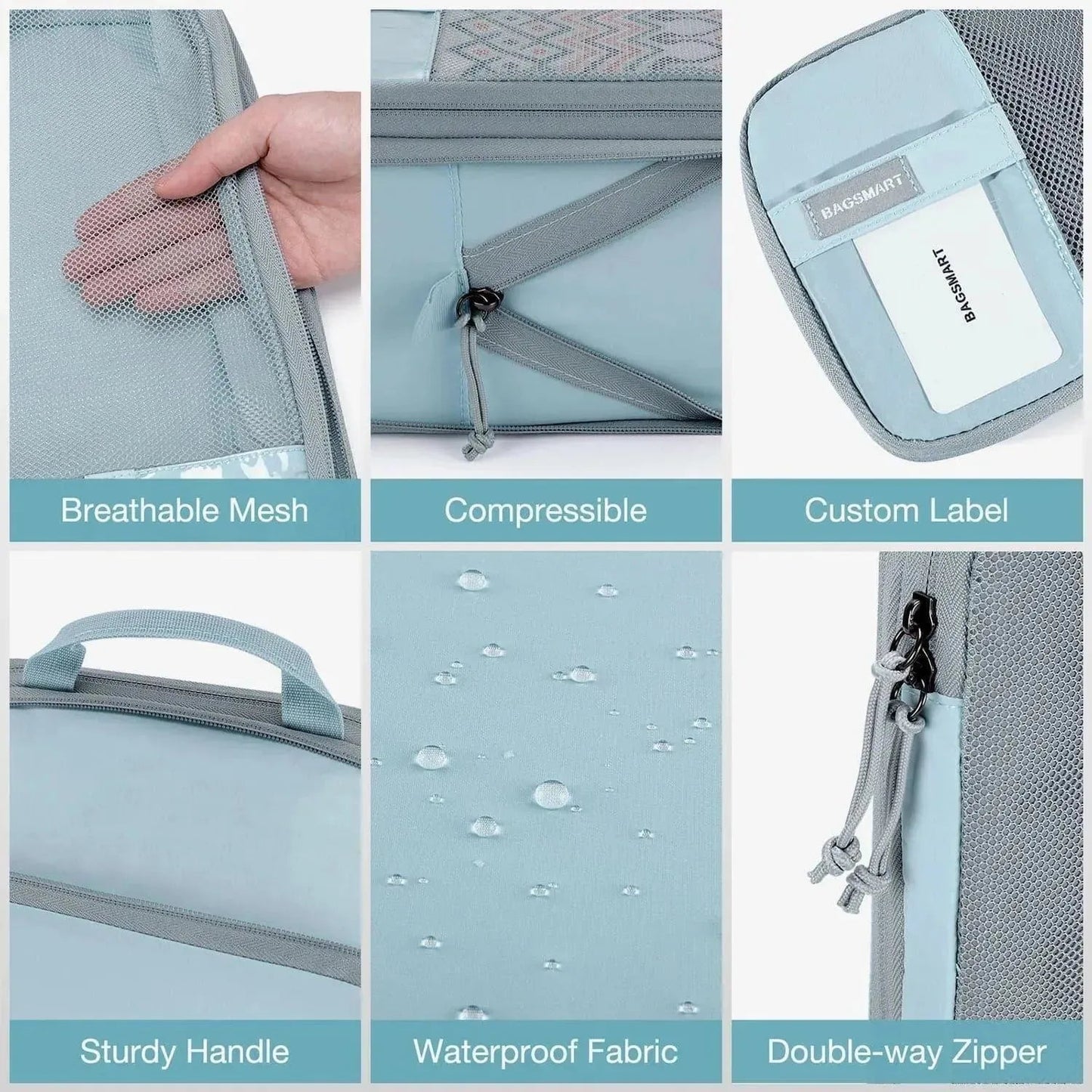 🛫 Travel Compression Packing Cubes Set | Lightweight Organizers with Expandable Design &amp; Clear Pockets