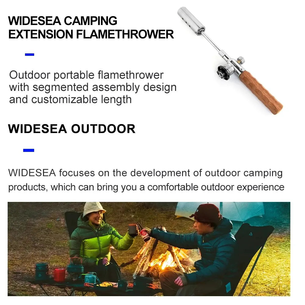 🔥 Long Flame Camping Igniter | Adjustable Fire · Portable Build · Wood Handle 🌲