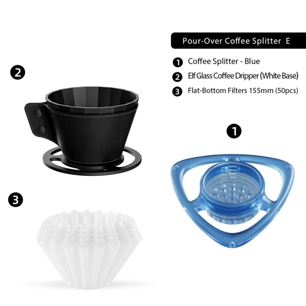 Pour Over Coffee Splitter with Flow Control for Barista Brewing