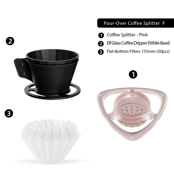 Pour Over Coffee Splitter with Flow Control for Barista Brewing